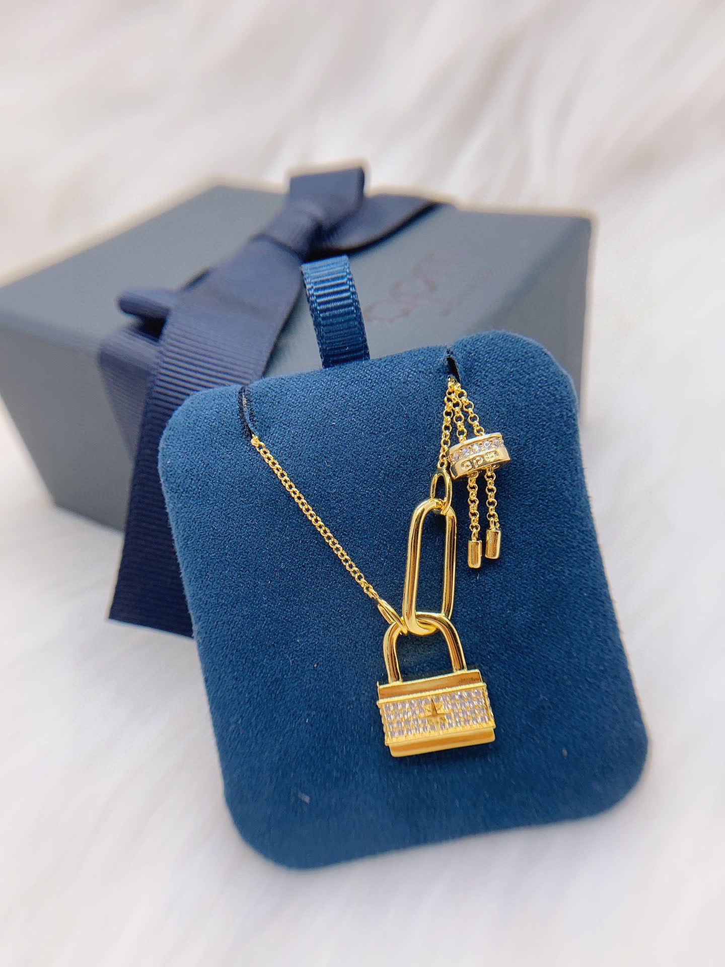 APM Monaco Gold Lock Pendant Necklace